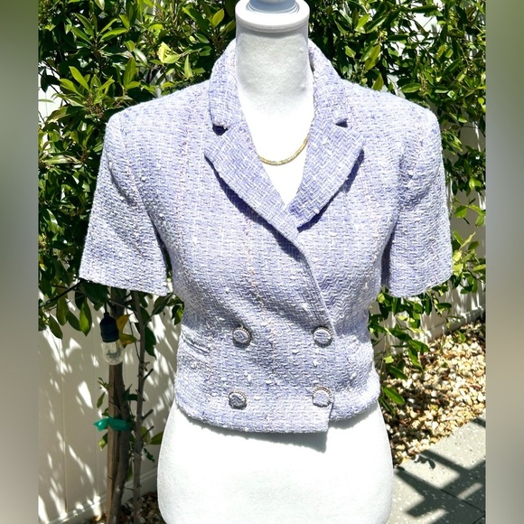 Endless Rose Jackets & Blazers - 💜”Endless Rose” Anthro Lavender Crop Short Sleeve Twilled Jacket Size XS💜🩷